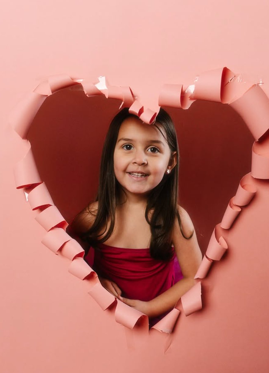 Creative paper-heart studio portrait, A1T Productions, Las Vegas